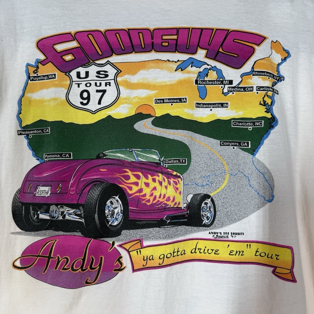 Vintage Goodguys US Tour 97 Hot Rod T Shirt XL Double Sided Street Rod Car Show